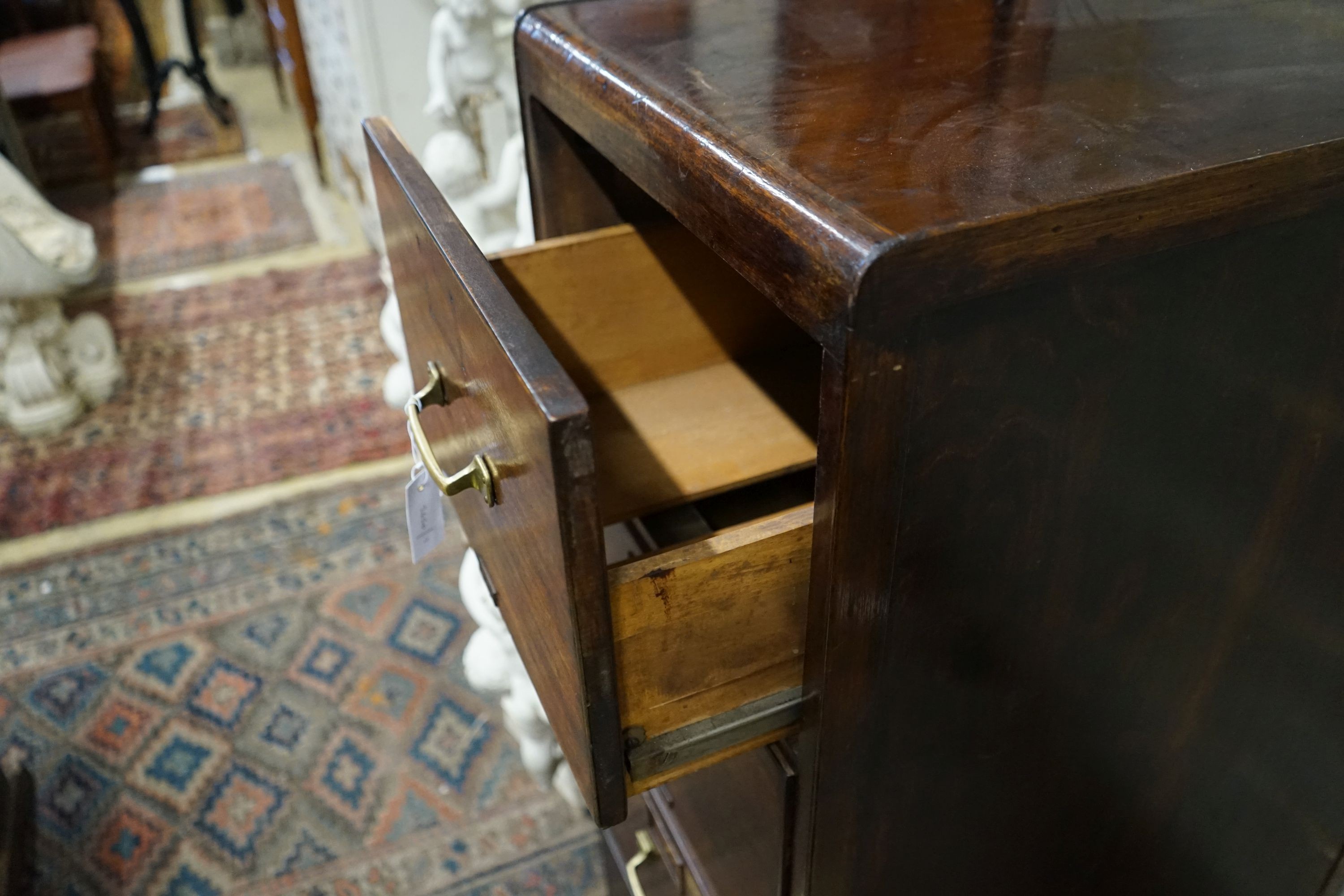 An early 20th century mahogany and beech four drawer filing chest, width 50cm, depth 68cm, height 131cm